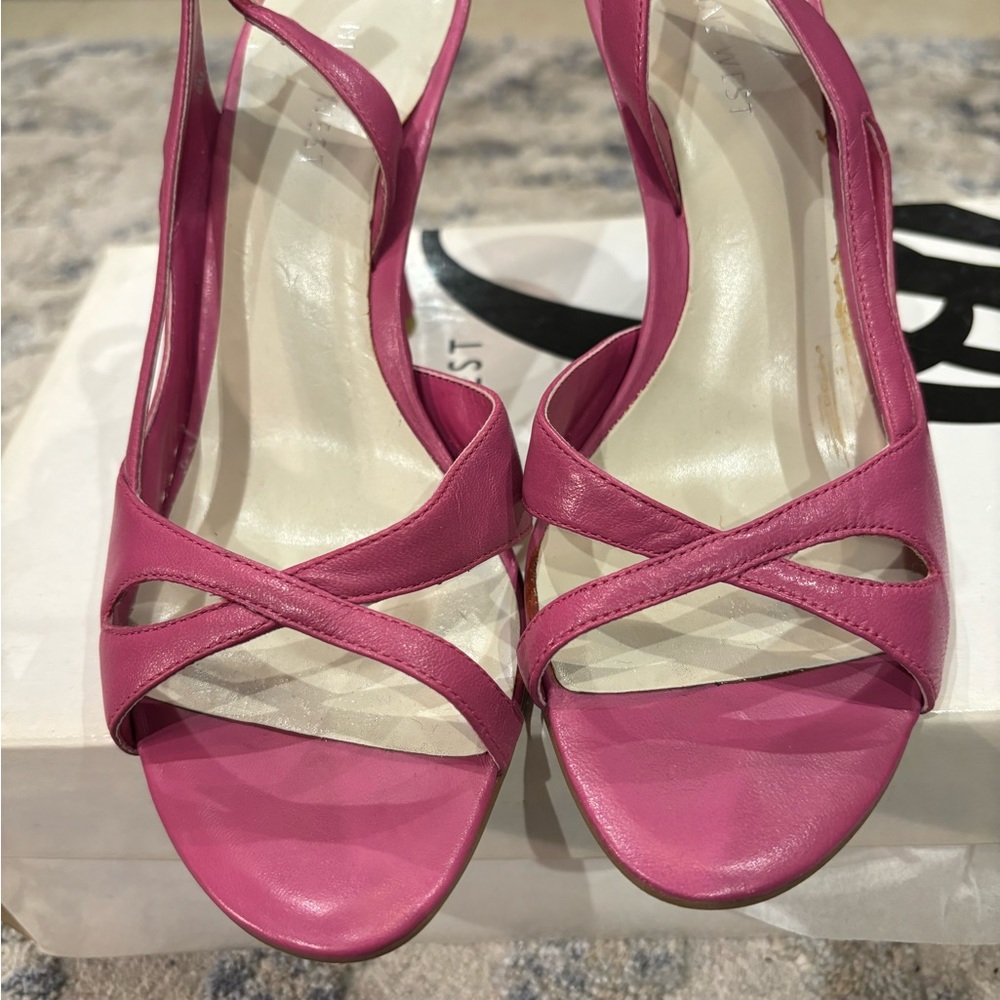 Nine West pink sling back sandal.